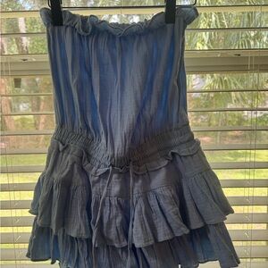 Elegant Blue Strapless Dress